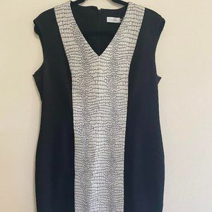Calvin Klein Black w/Snakeprint Center Panel Sheath Dress - Size 14